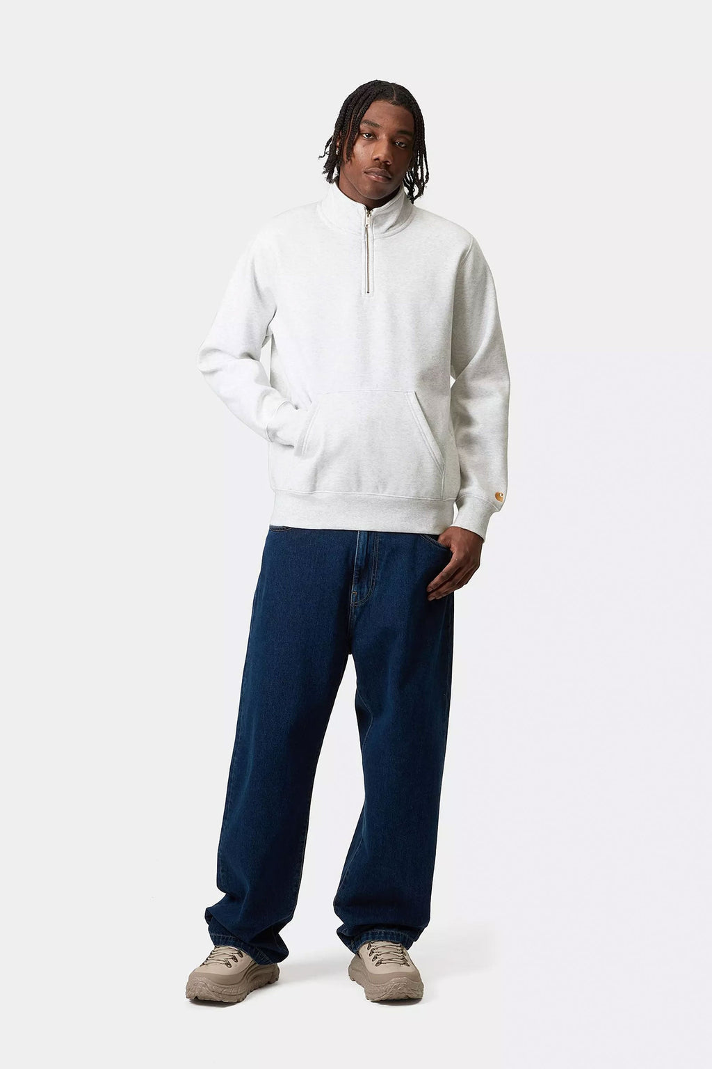 CARHARTT WIP - CHASE NECK ZIP SWEAT - ASH HEATHER
