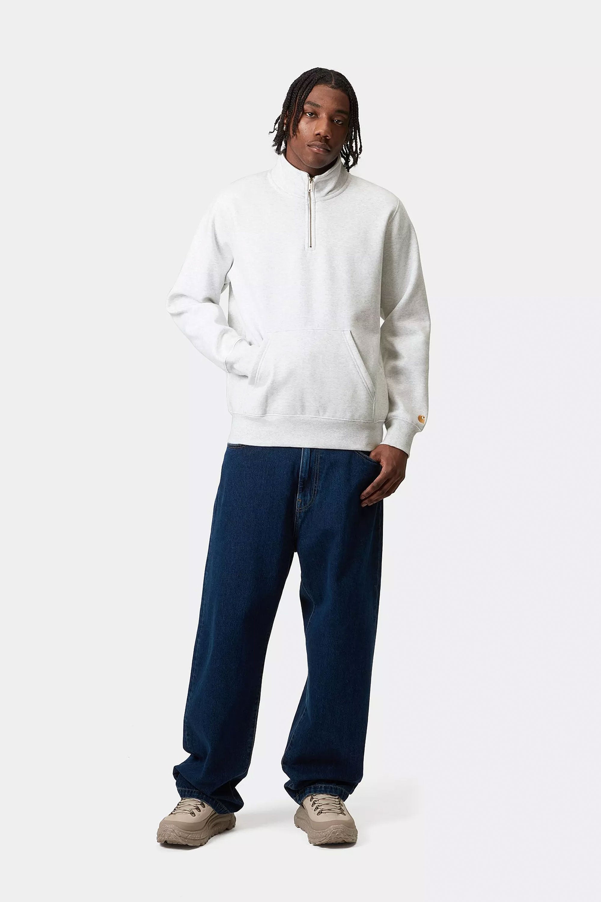 CARHARTT WIP - CHASE NECK ZIP SWEAT - ASH HEATHER