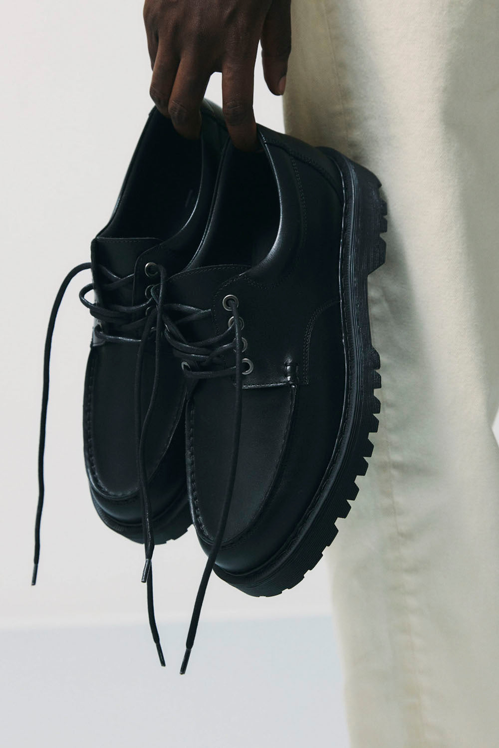 GARMENT PROJECT - PETE MOC TOE - MAN - BLACK LEATHER
