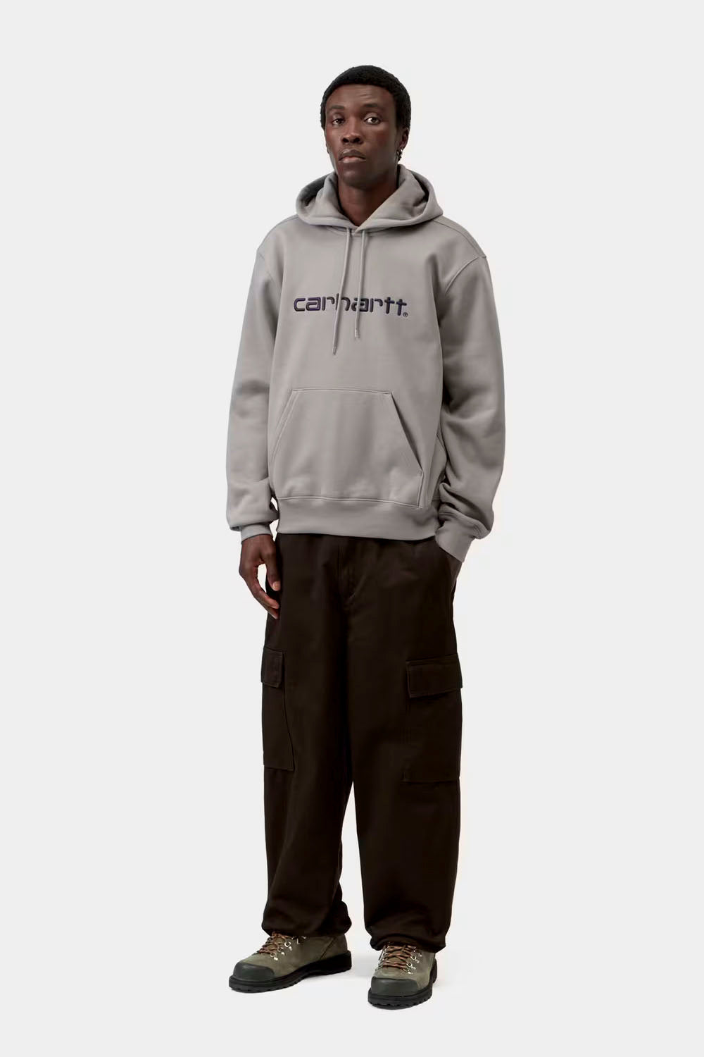 CARHARTT WIP - HOODED CARHARTT SWEAT - SHADY GREY/DARK NAVY