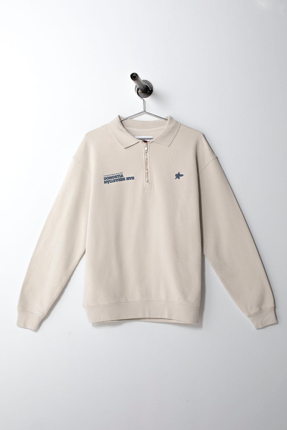 PUKAS SURF SHOP - SAN SEBASTIAN HALF ZIP CREW - ICE GREY