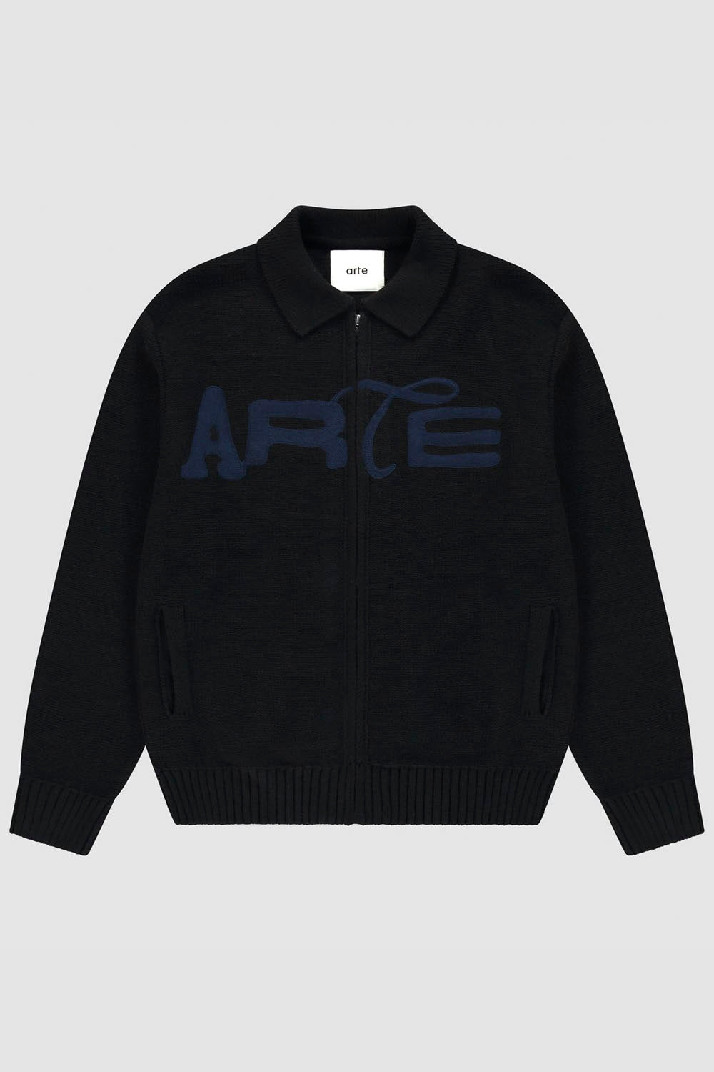 ARTE - STENCIL ZIP CARDIGAN - BLACK