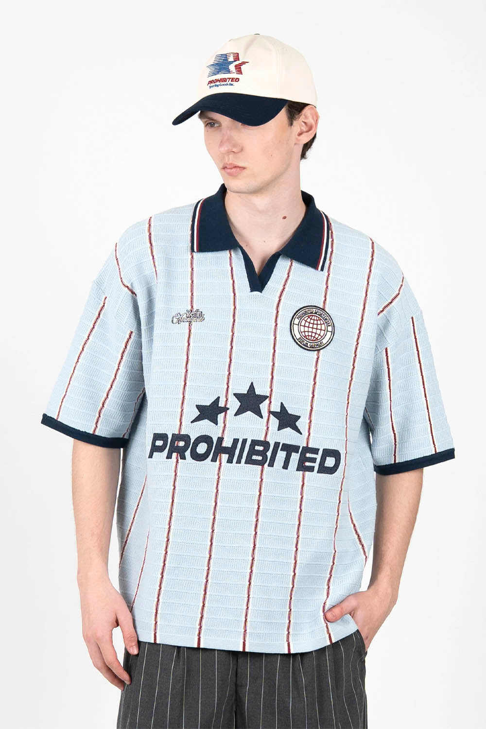 PROHIBITED - STARS KNIT TRIKOT - LIGHT BLUE