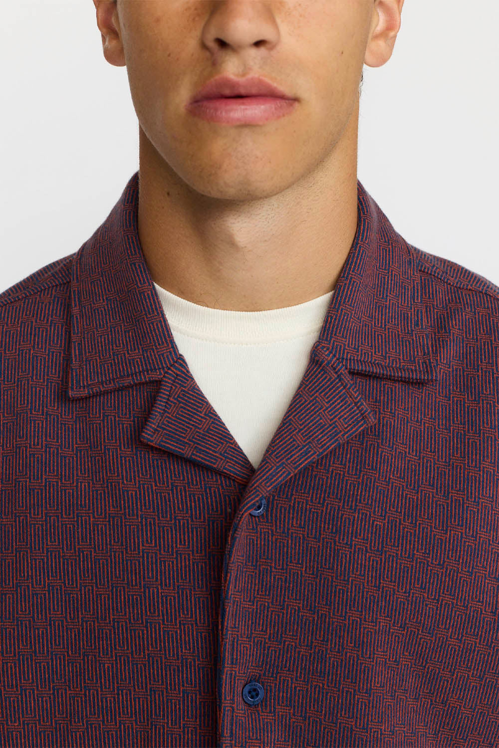 REVOLUTION - JACQUARD CUBAN SHIRT - NAVY