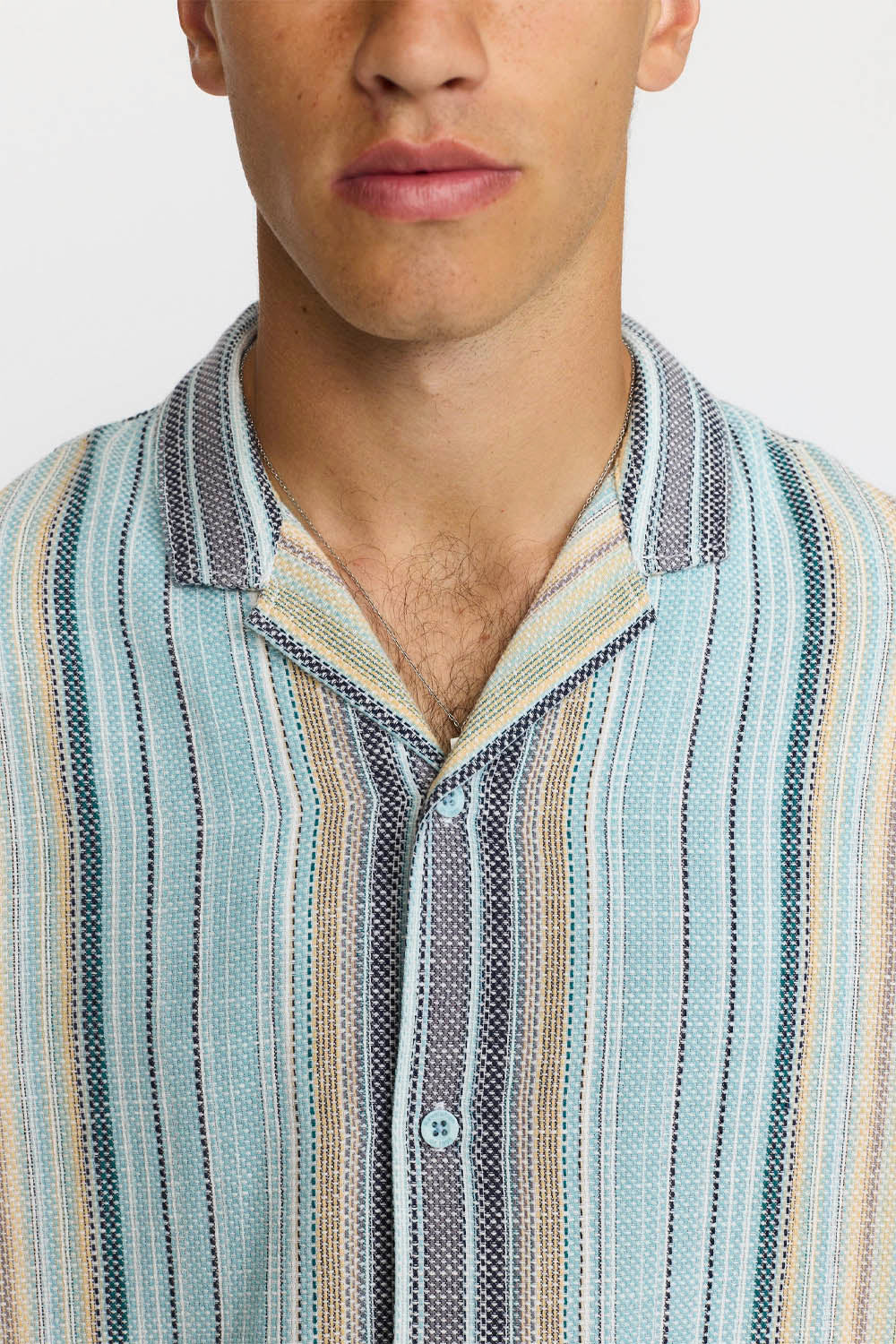 REVOLUTION - STRIPED CUBAN SHIRT - BLUE