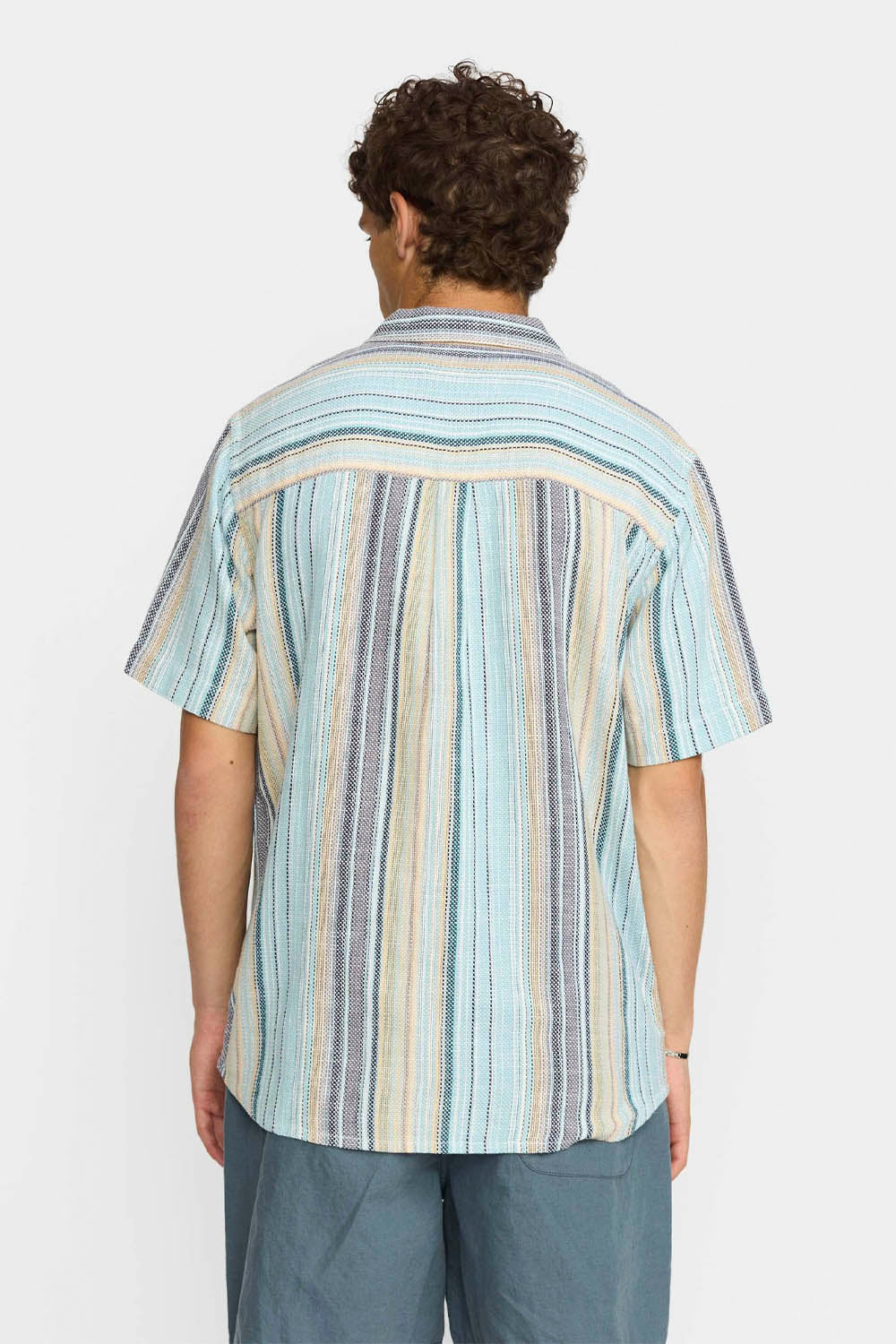 REVOLUTION - STRIPED CUBAN SHIRT - BLUE