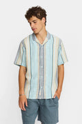 REVOLUTION - STRIPED CUBAN SHIRT - BLUE