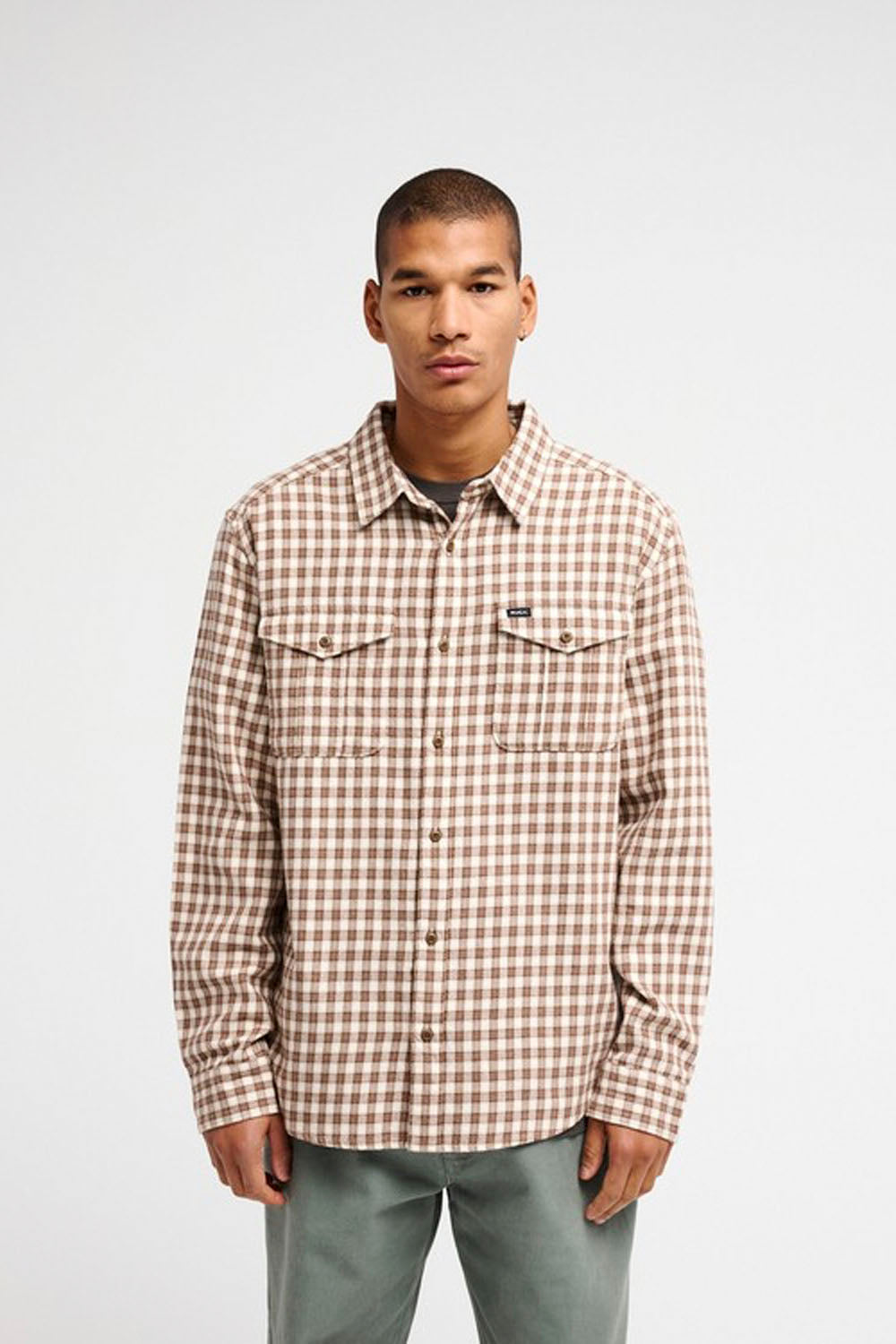 RVCA - HUGUES MICRO CHECKS SHIRT - BOMBAY BROWN