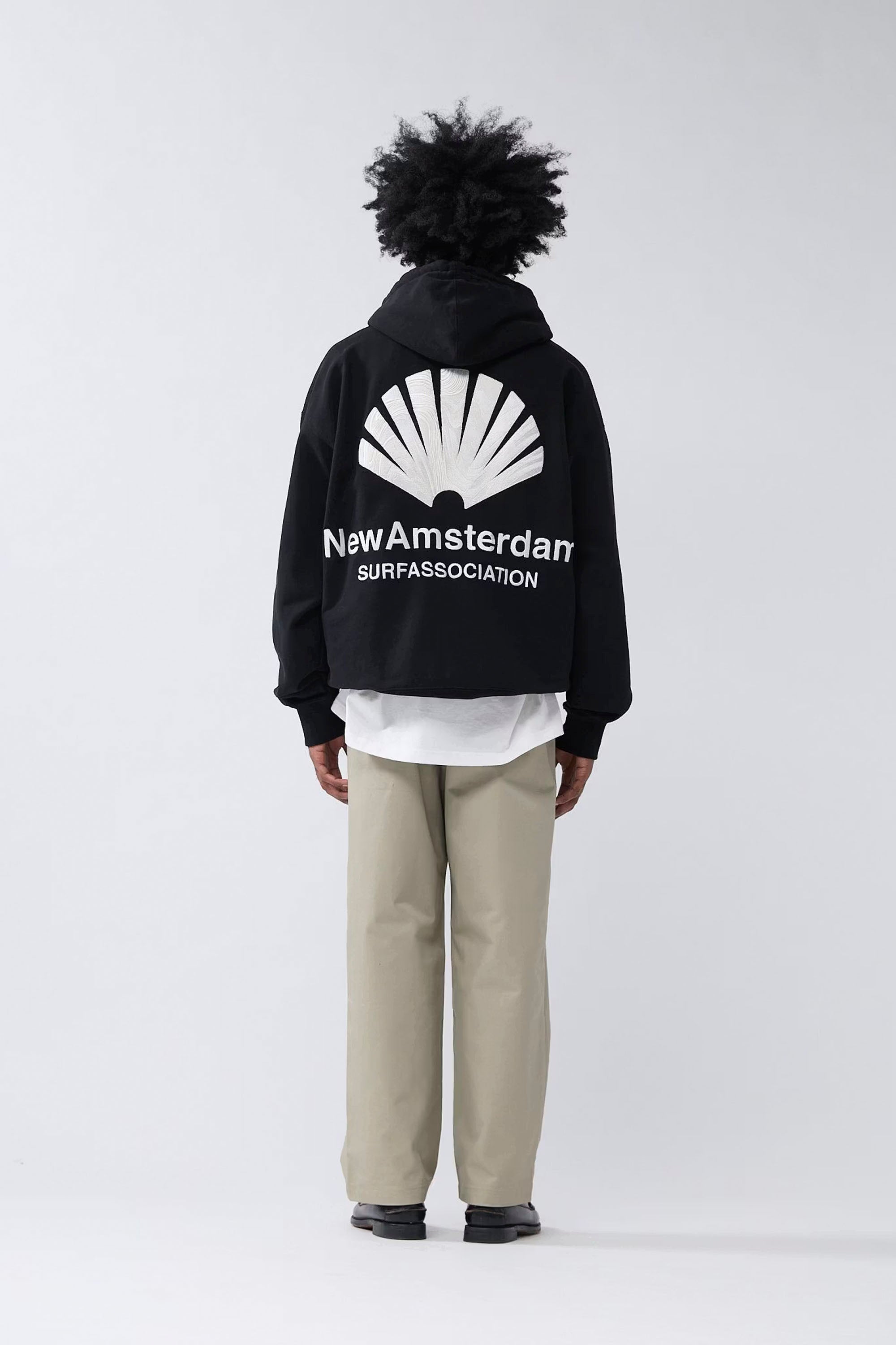 NEW AMSTERDAM SURF ASSOCIATION - LOGO HOODIE - BLACK/WHITE