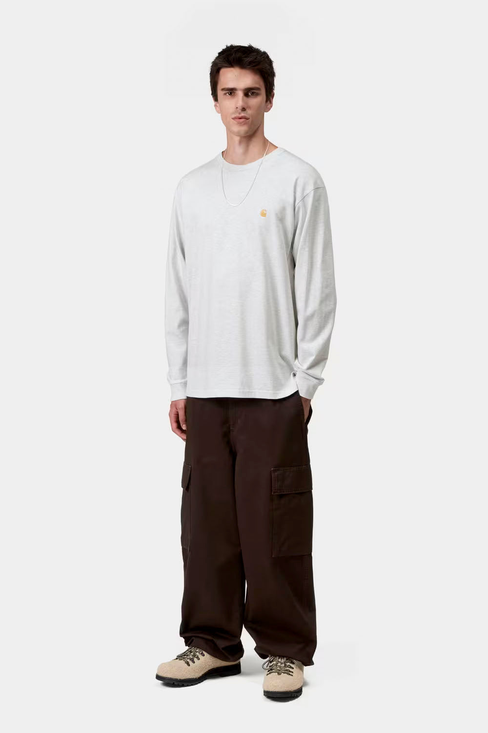 CARHARTT WIP - CHASE LONG SLEEVE T-SHIRT - ASH HEATHER