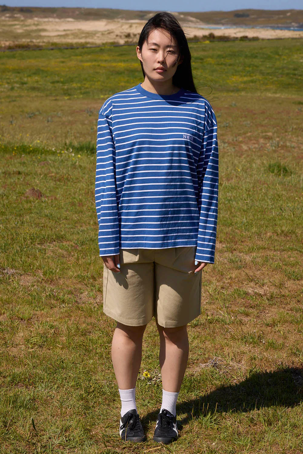 NOWHERE - STRIPED LONG SLEEVE TEE - BLUE