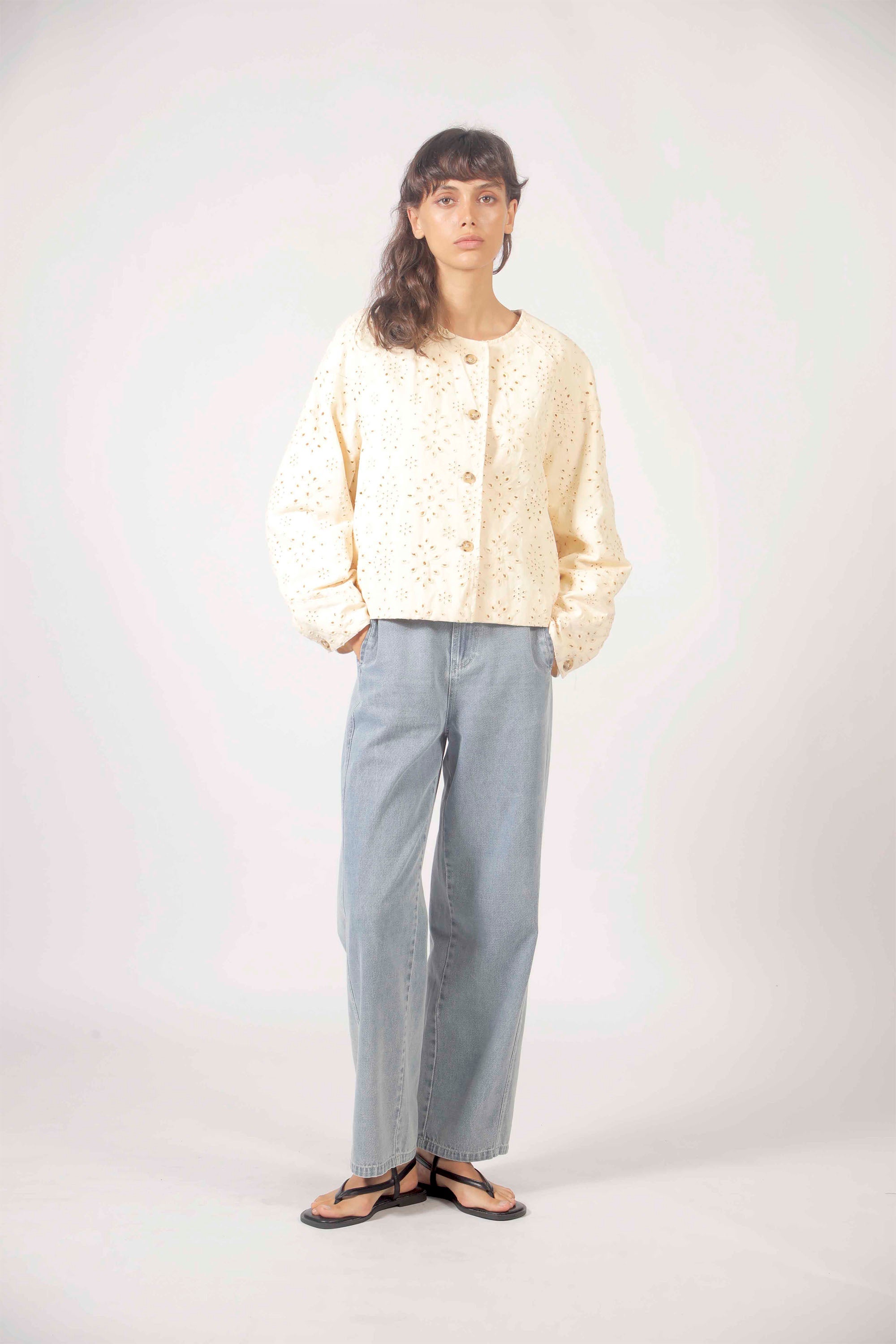 THE KORNER - EMBROIDERED JACKET - CREAM
