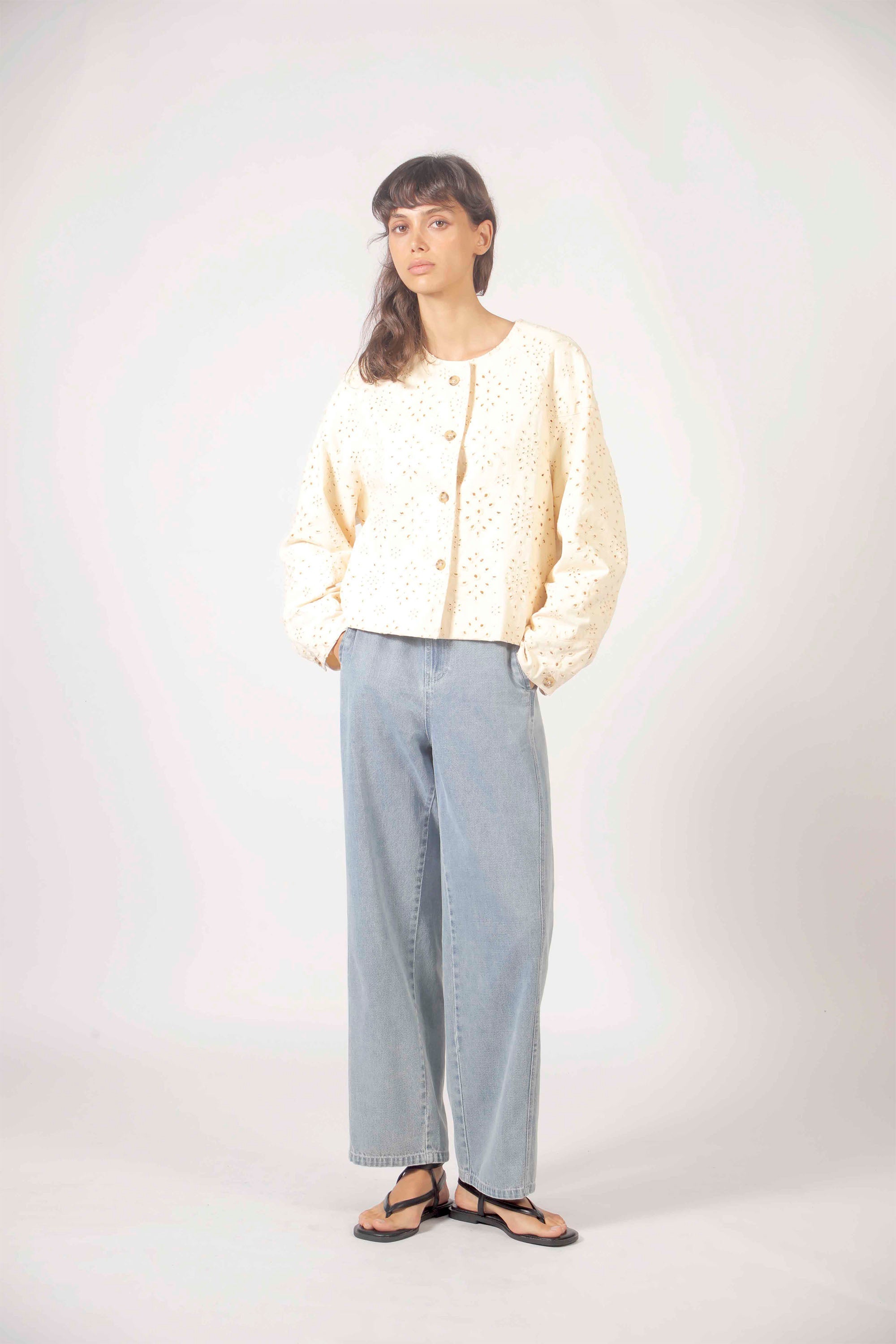 THE KORNER - EMBROIDERED JACKET - CREAM