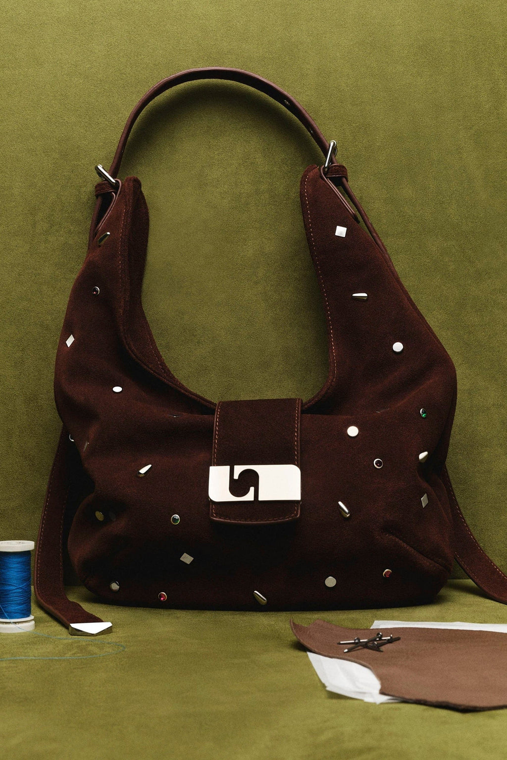 LAAGAM - VIXEN BROWN SUEDE STUDS BAG