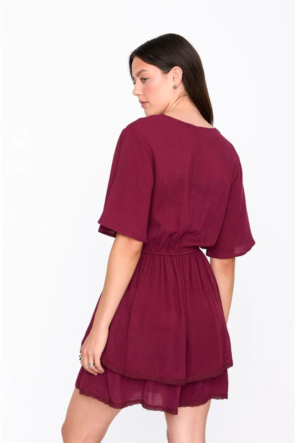 24COLOURS - SHORT BORDEAUX DRESS