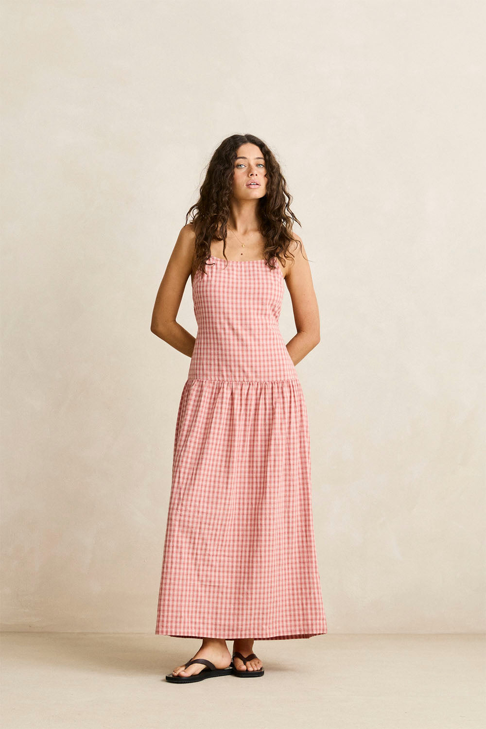 RHYTHM - KIRRA CHECK MAXI DRESS