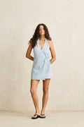 RHYTHM - LOUISE WRAP MINI DRESS - LIGHT BLUE