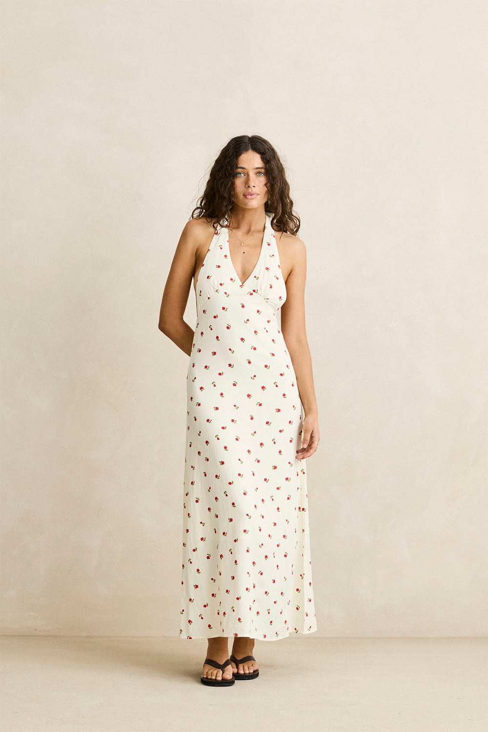 RHYTHM - MILA FLORAL HALTER NECK MAXI DRESS