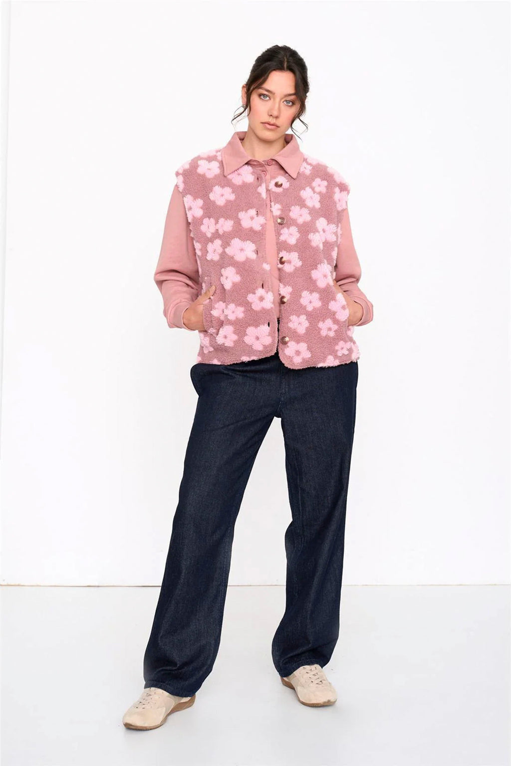 24COLOURS - FLOWERS VEST - ROSE