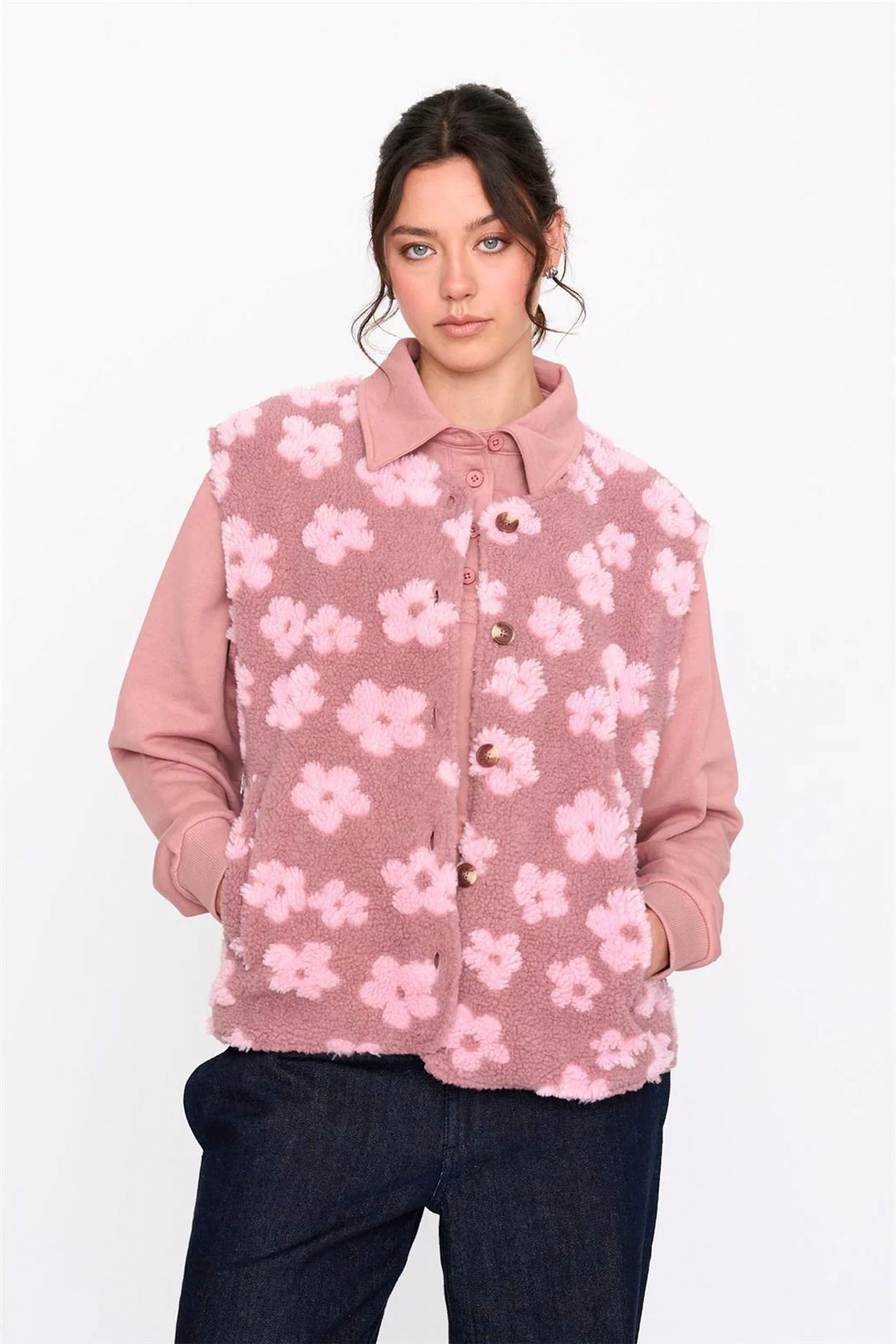 24COLOURS - FLOWERS VEST - ROSE
