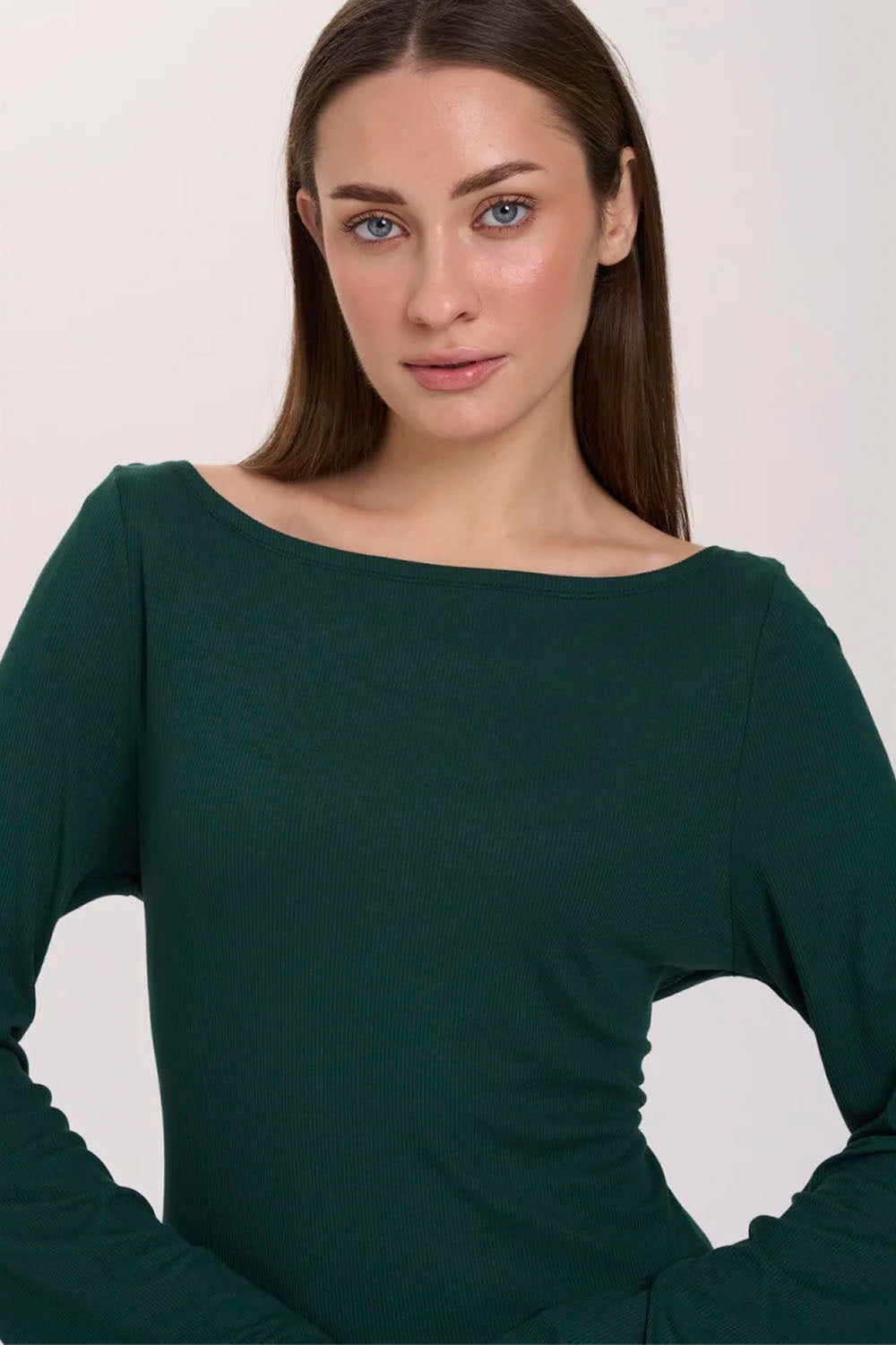 24COLOURS - BOAT NECK LONG SLEEVE T-SHIRT - PETROL