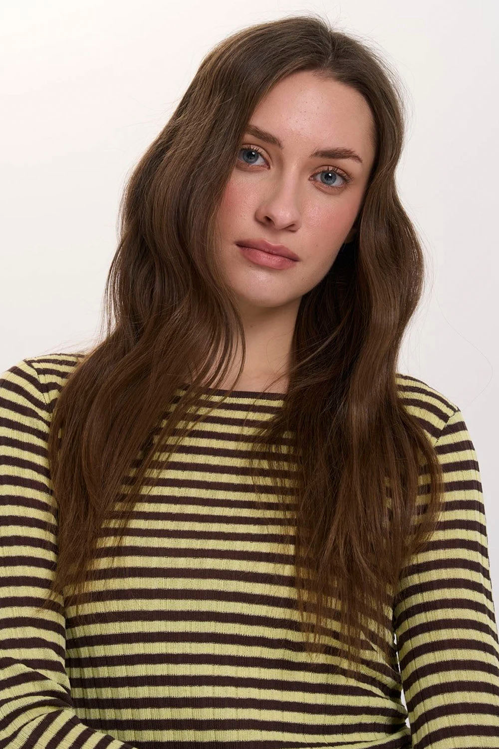24COLOURS - BROWN STRIPED LONG SLEEVE TOP