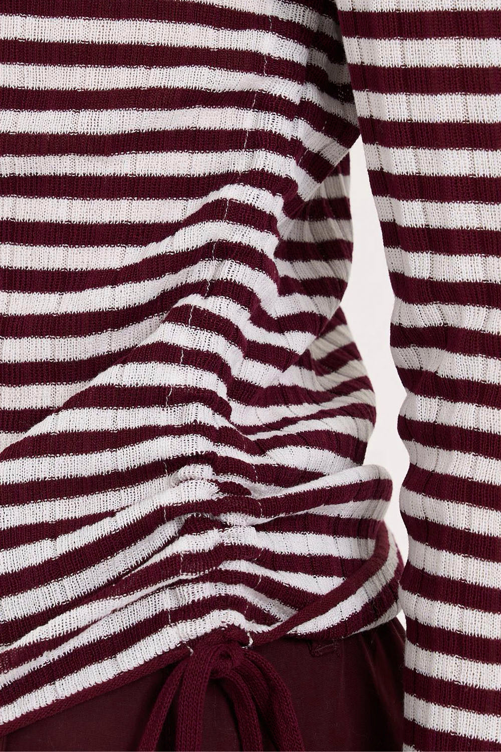 24COLOURS - BURGUNDY STRIPED LONG SLEEVE TOP