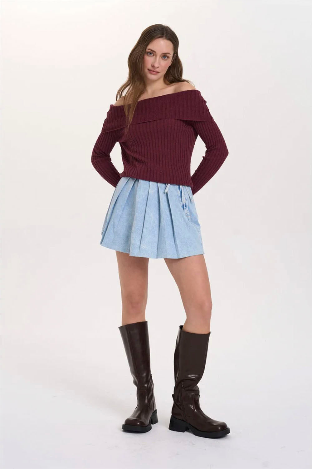 24COLOURS - HIGH NECKED PULLOVER - BORDEAUX