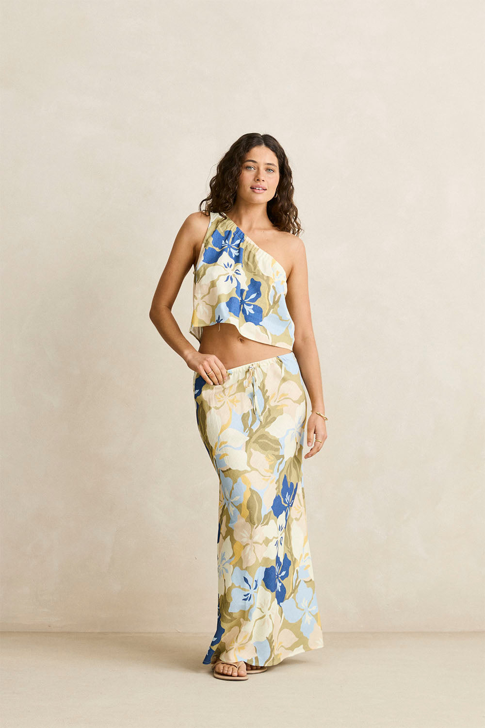 RHYTHM - BLANCA FLORAL BIAS CUT MAXI SKIRT
