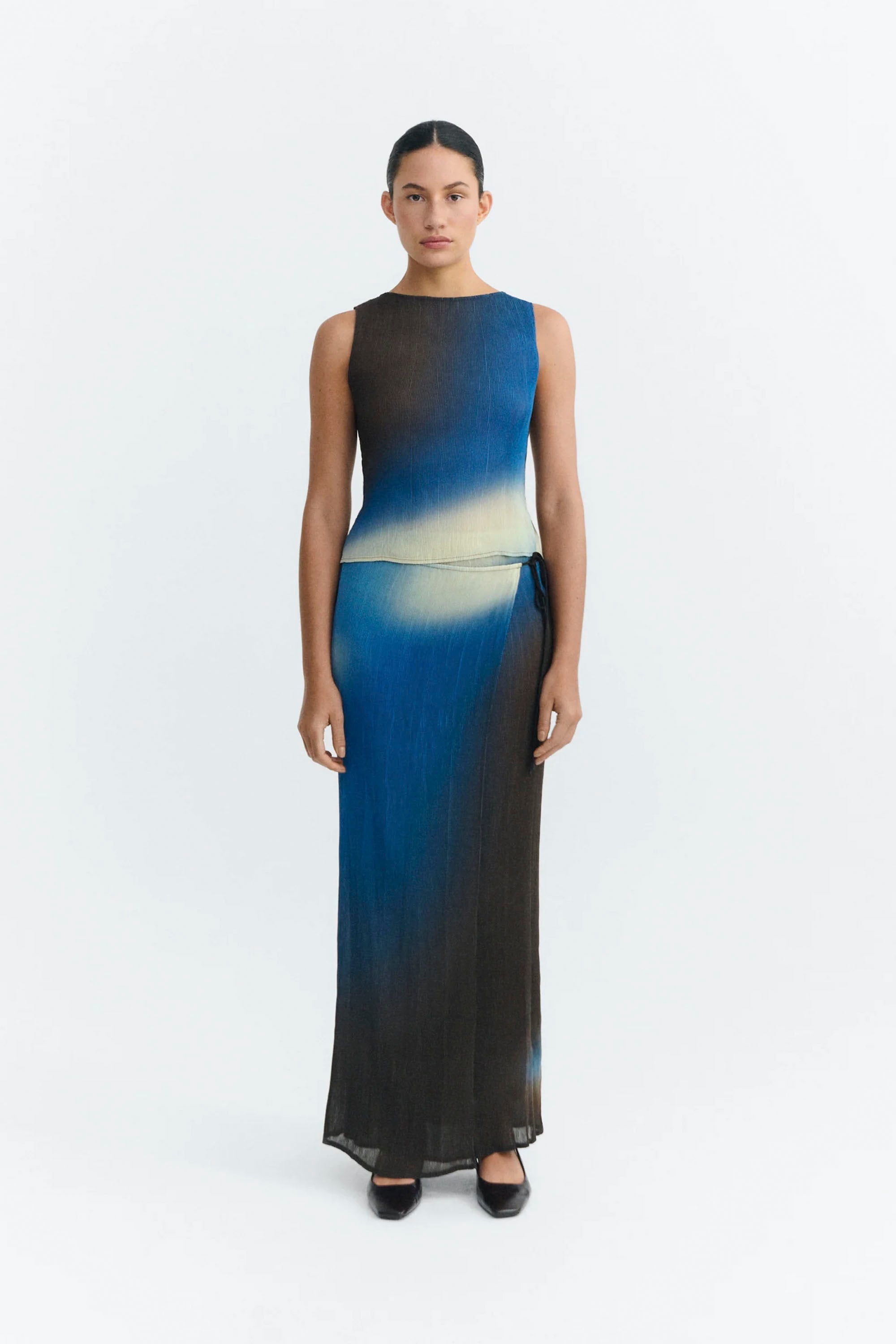 THINKING MU - PAULINE PLEATED SKIRT - GLASS