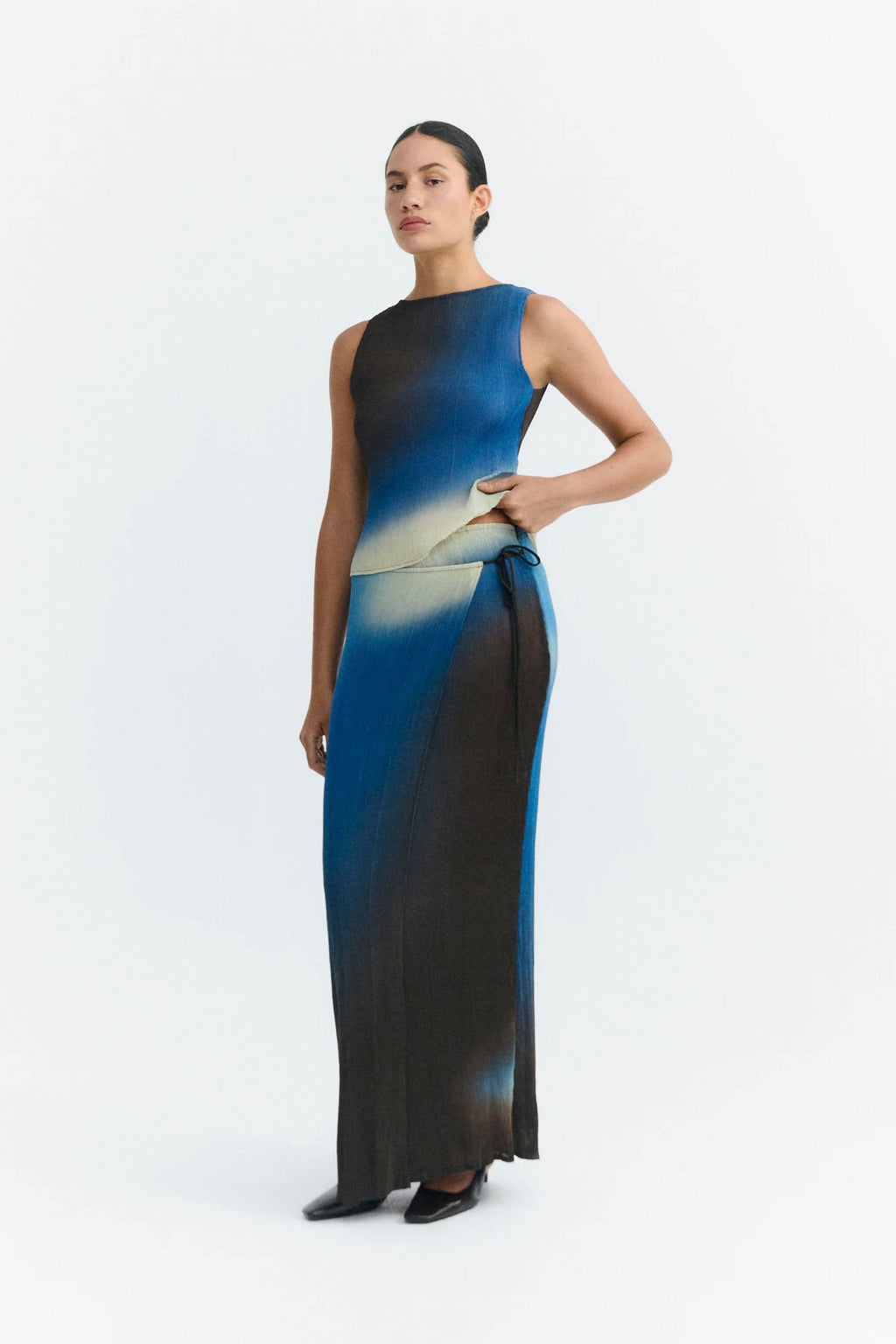 THINKING MU - PAULINE PLEATED SKIRT - GLASS