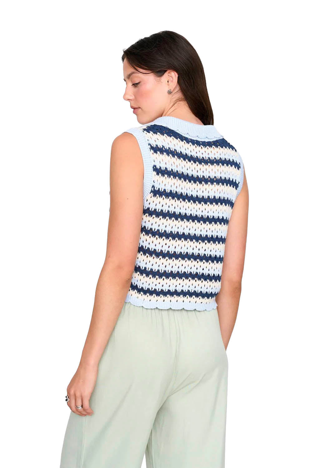 24COLOURS - KNITTED VEST - BLUE STRIPES