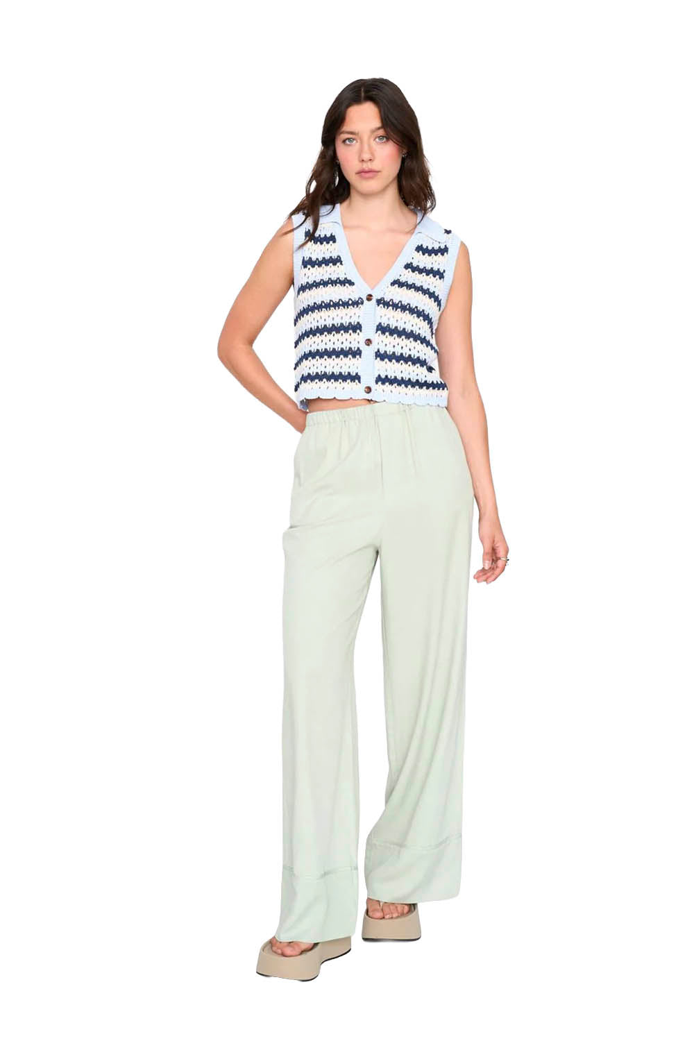 24COLOURS - KNITTED VEST - BLUE STRIPES