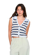 24COLOURS - KNITTED VEST - BLUE STRIPES