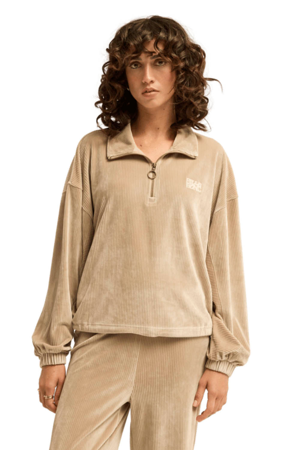 BILLABONG - COFFEE TIME HALF ZIP FLEECE - COBBLESTONE