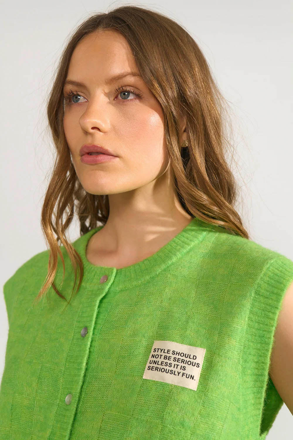 NÜMPH - NURIETTE CHECK VEST - JASMINE GREEN