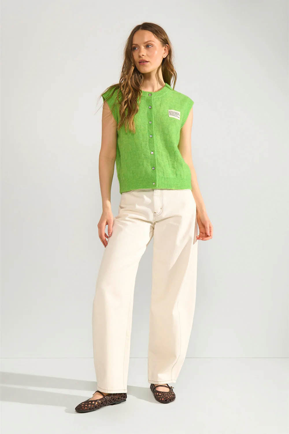 NÜMPH - NURIETTE CHECK VEST - JASMINE GREEN
