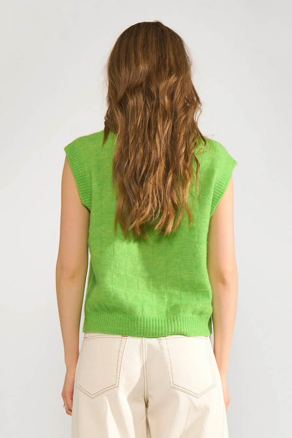 NÜMPH - NURIETTE CHECK VEST - JASMINE GREEN