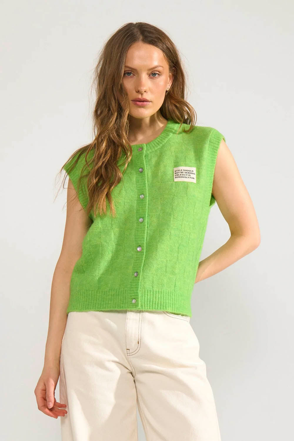 NÜMPH - NURIETTE CHECK VEST - JASMINE GREEN
