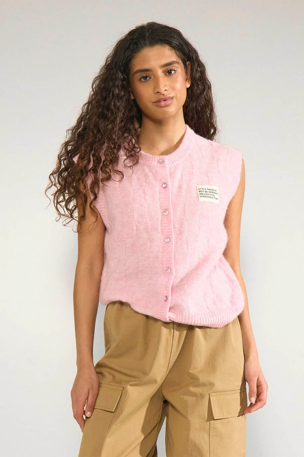 NÜMPH - NURIETTE CHECK VEST - PINK LADY
