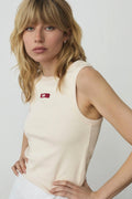 LAAGAM - EMBROIDERED LOGO TANK - ECRU