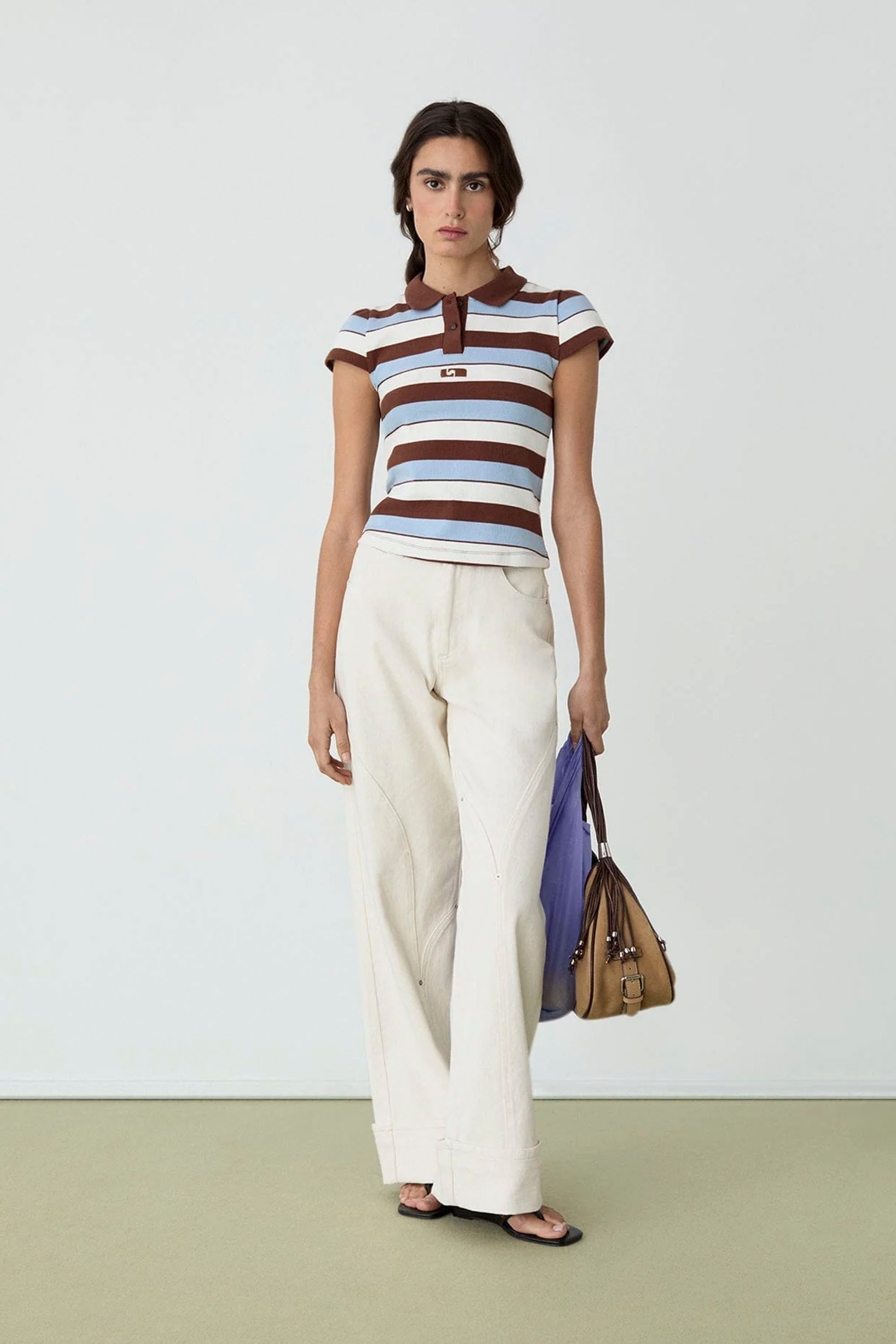 LAAGAM - ERYA POLO T-SHIRT - BLUE STRIPES