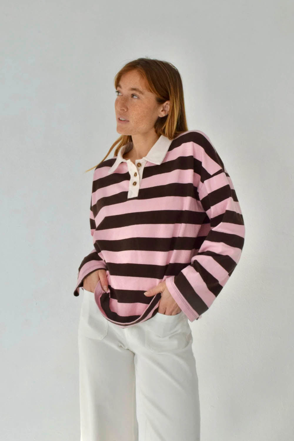 MIND TRAVELER BCN - FILIPA LONG SLEEVE POLO - BROWN PINK