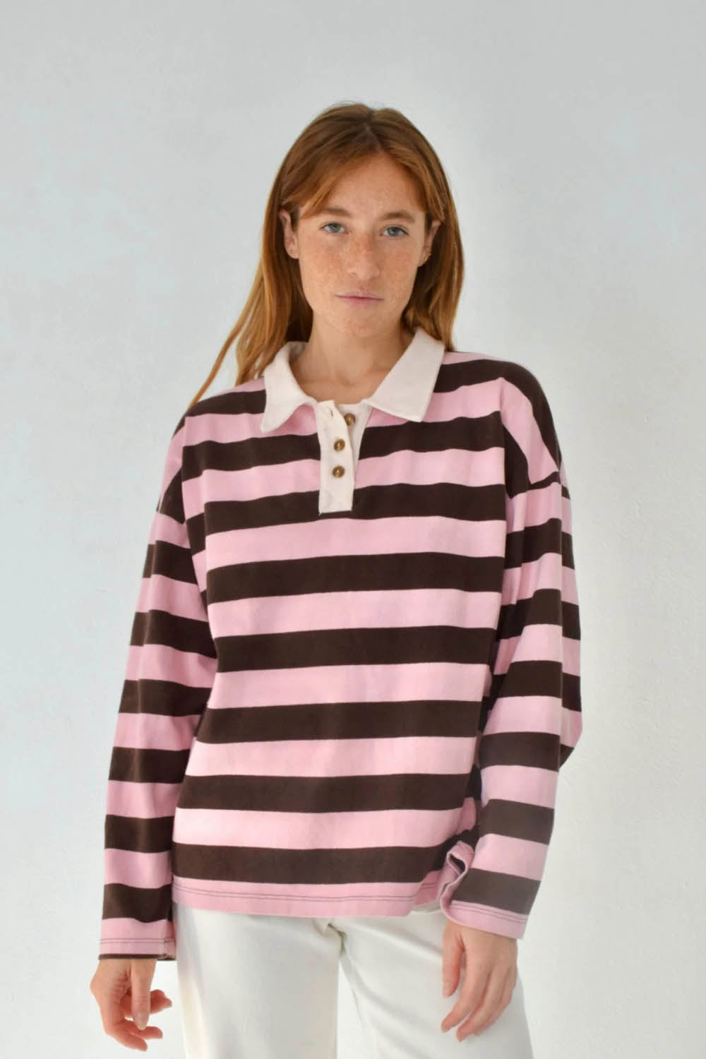 MIND TRAVELER BCN - FILIPA LONG SLEEVE POLO - BROWN PINK