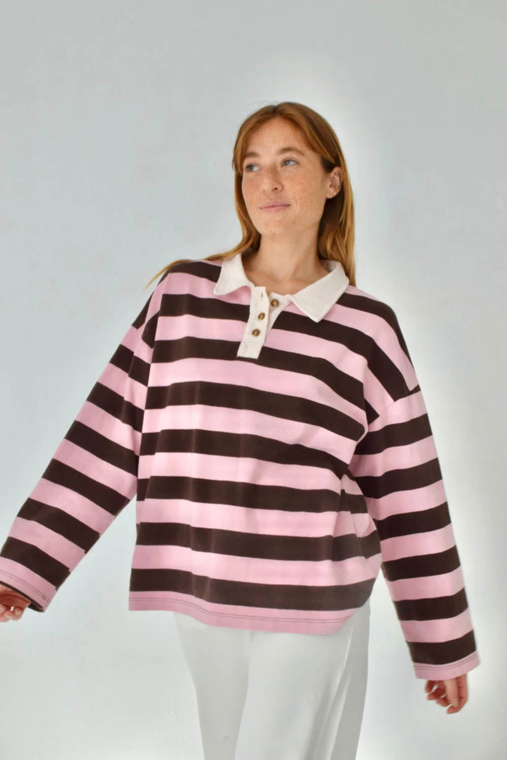 MIND TRAVELER BCN - FILIPA LONG SLEEVE POLO - BROWN PINK