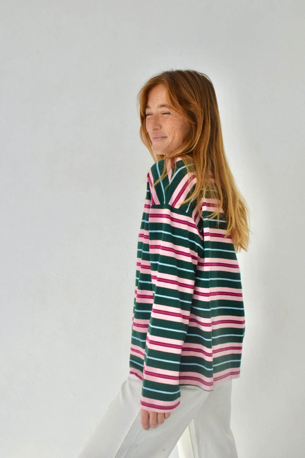 MIND TRAVELER BCN - FILIPA LONG SLEEVE POLO - GREEN PINK
