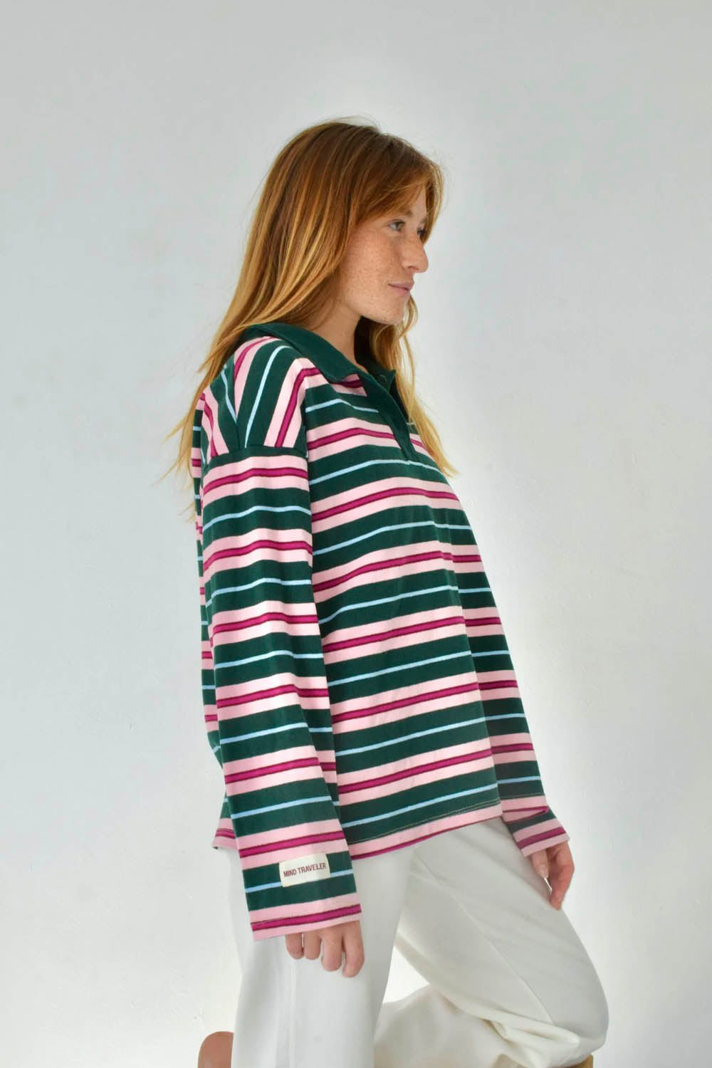 MIND TRAVELER BCN - FILIPA LONG SLEEVE POLO - GREEN PINK