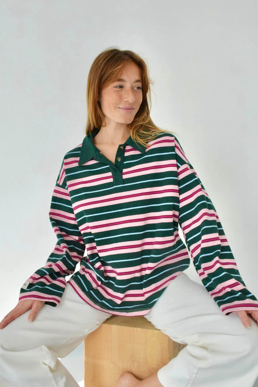 MIND TRAVELER BCN - FILIPA LONG SLEEVE POLO - GREEN PINK