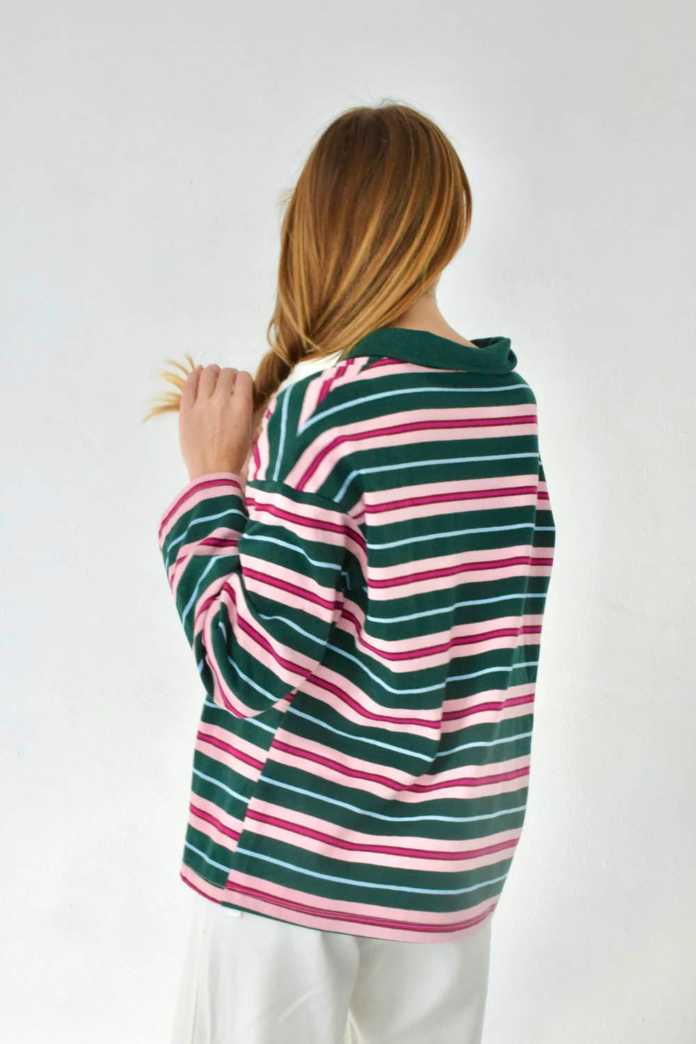 MIND TRAVELER BCN - FILIPA LONG SLEEVE POLO - GREEN PINK