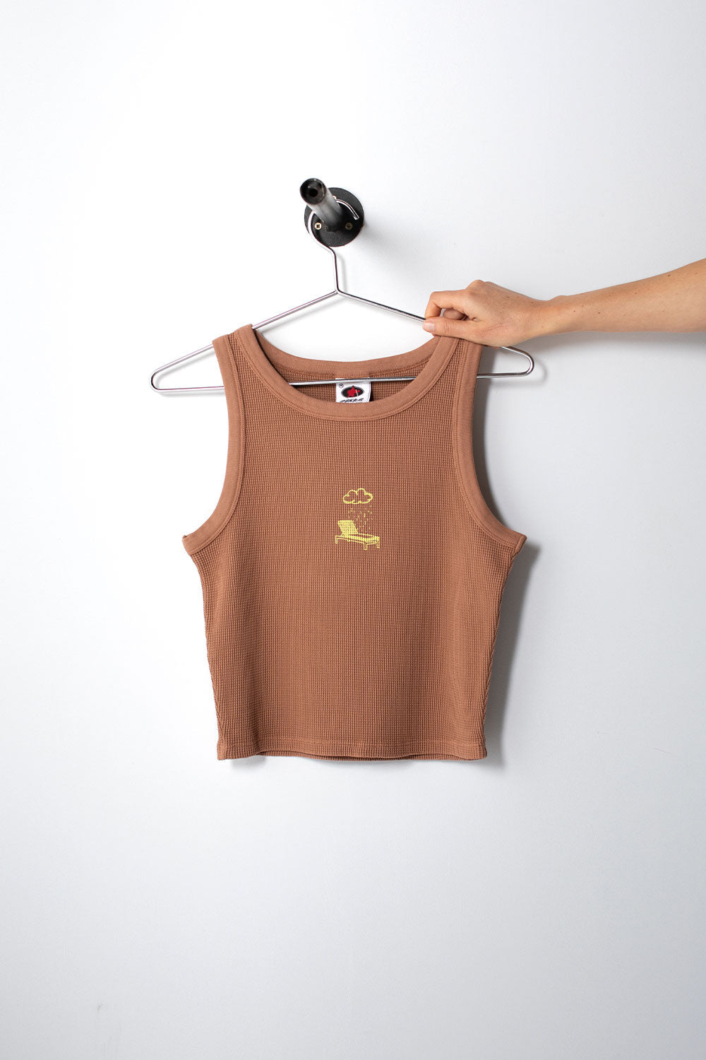 PUKAS SURF SHOP - NO DRAMA WAFFLE TANK TEE - MOCCA